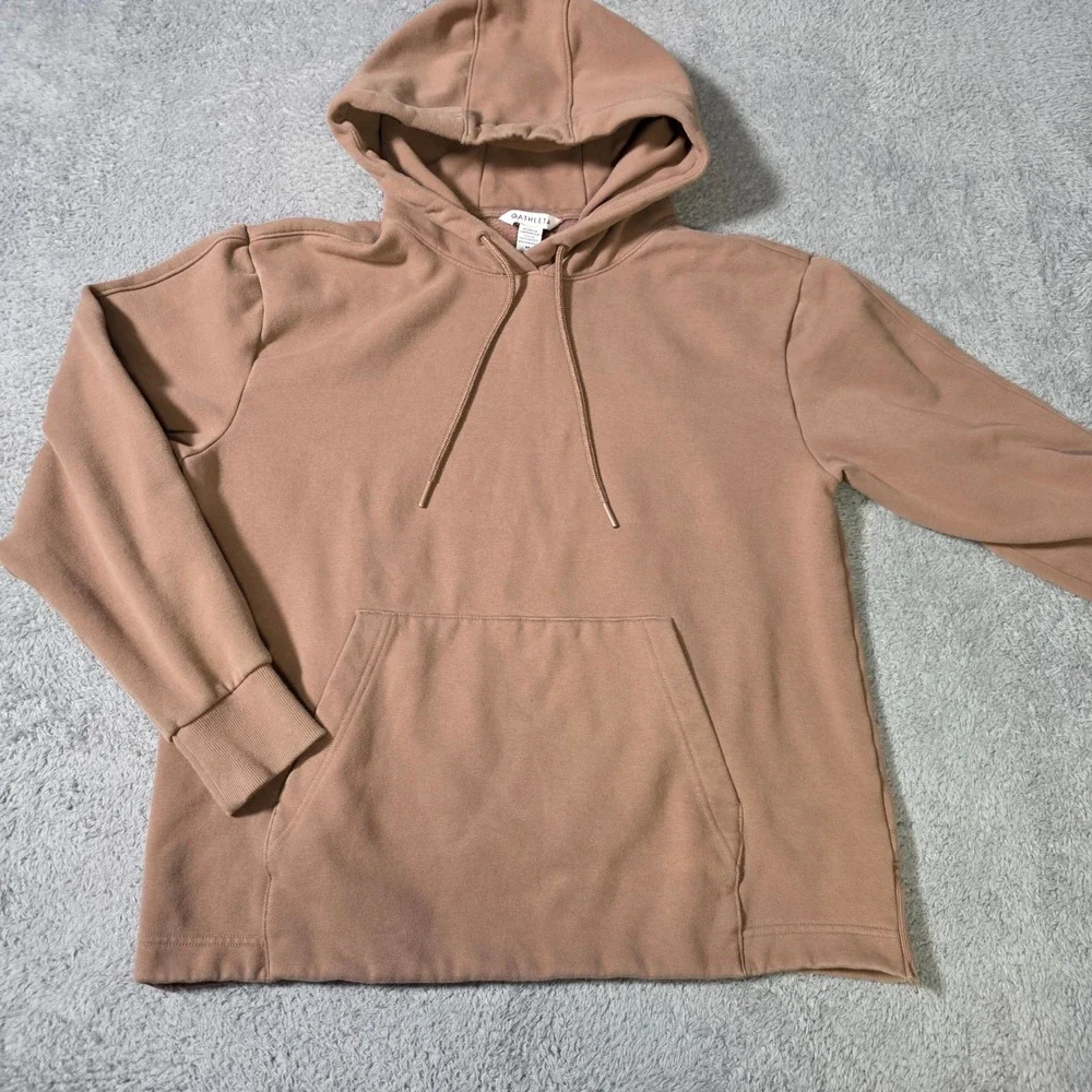 Athleta Womens Medium Retroplush II Hoodie Mauve Brown Fleece Lined Sweatshirt - Picture 1 of 6